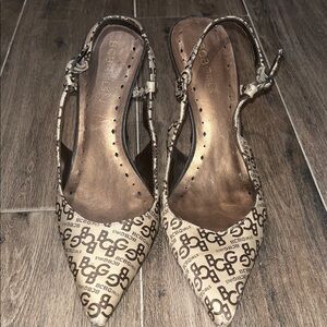 BCBG Logo Patterned Slingback Heels